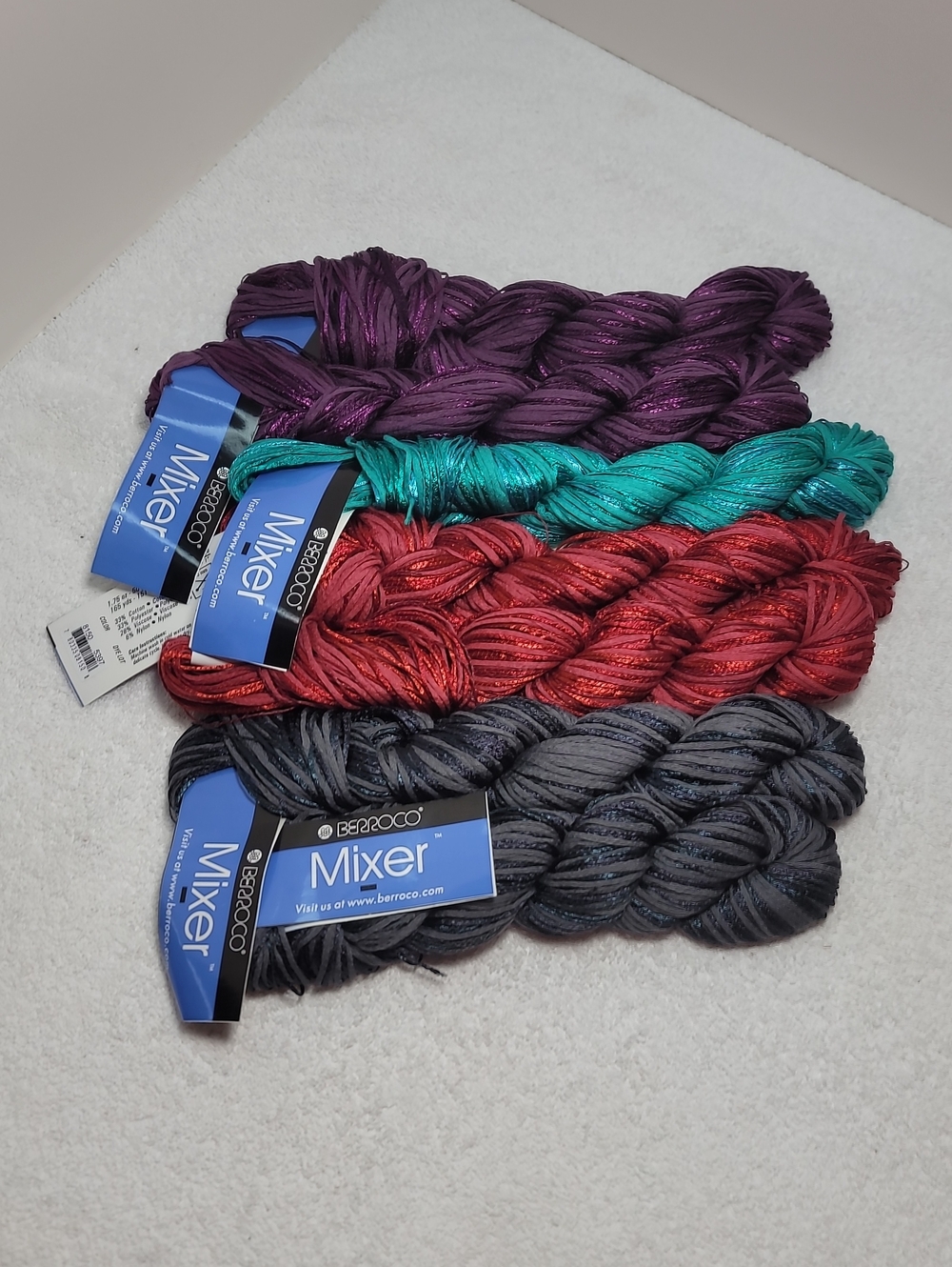 Berroco Mixer Yarn Bundle - 2 - Purple, 1- Teal, 2- Red, 2- Charcoal 7 Skeins